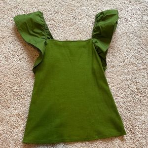 A new day green flutter sleeve top so small